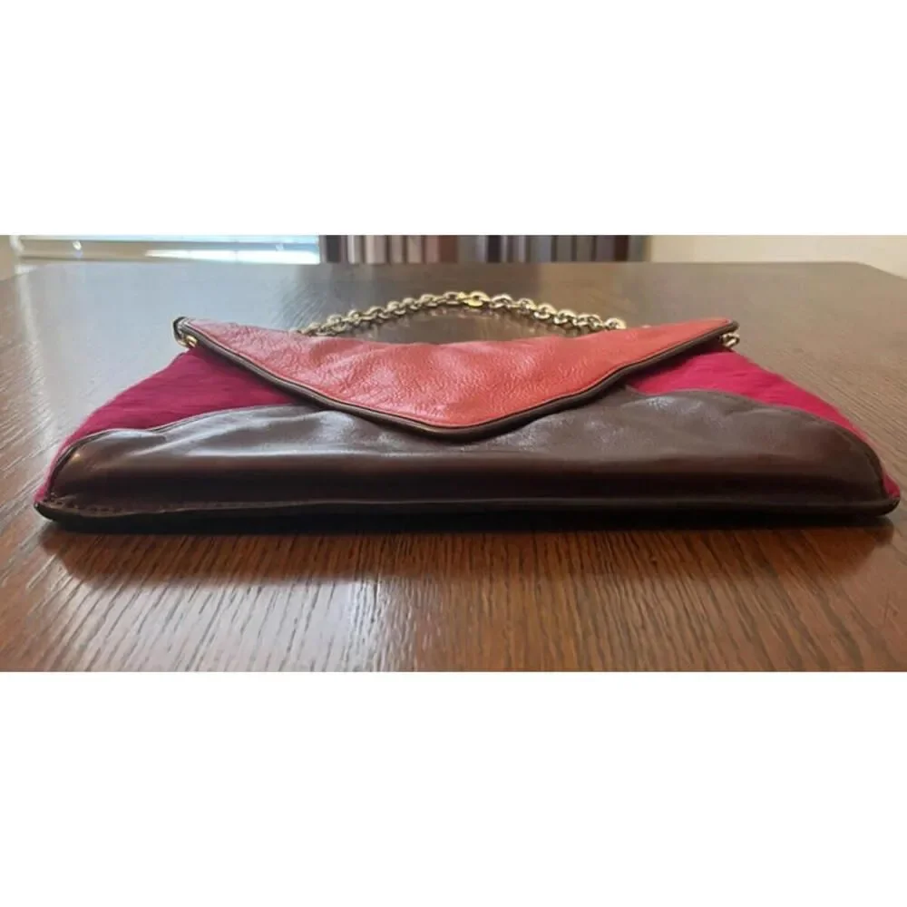 Banana Republic Womens Medium Multicolor Leather Envelope Clutch Bag Chain Strap